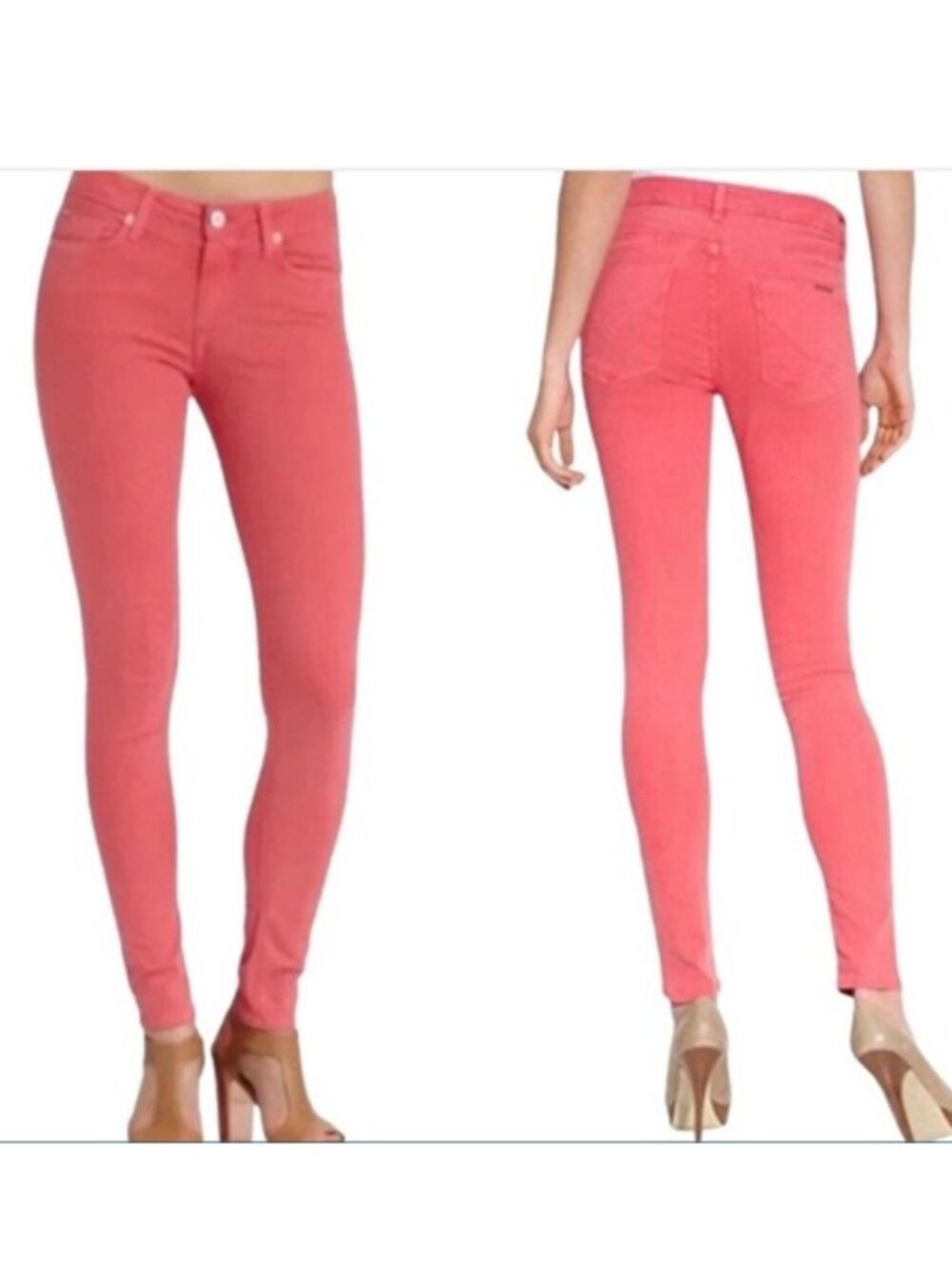 Hudson Nico Midrise Salmon Pink Slim Fit Jeans, Size 28